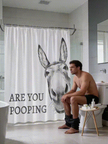 "Are You Pooping?" Donkey Shower Curtain