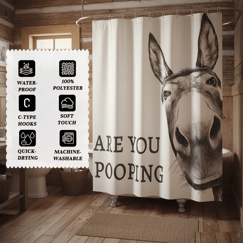 "Are You Pooping?" Donkey Shower Curtain